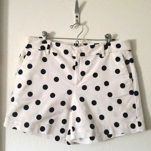 Ann Taylor Factory White Dress Shorts W/ Polka-dots Size 10